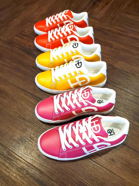 HEED NYC Women's Classic Cherry Red & White Vegan Leather Sneaker
